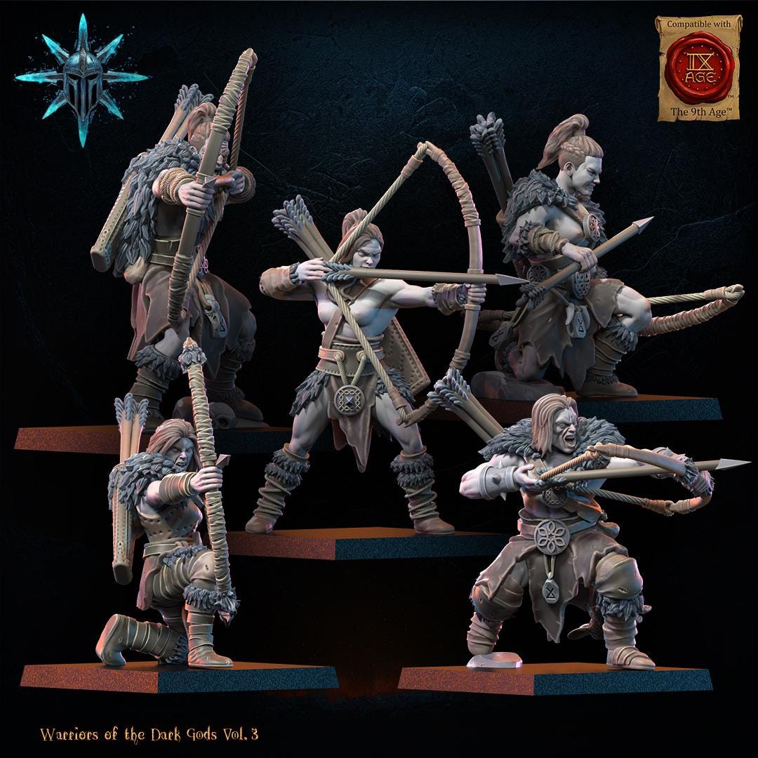 3D Printed Chaos Barbarian Archer Regiment x10 by Lost Kingdom Miniatures
