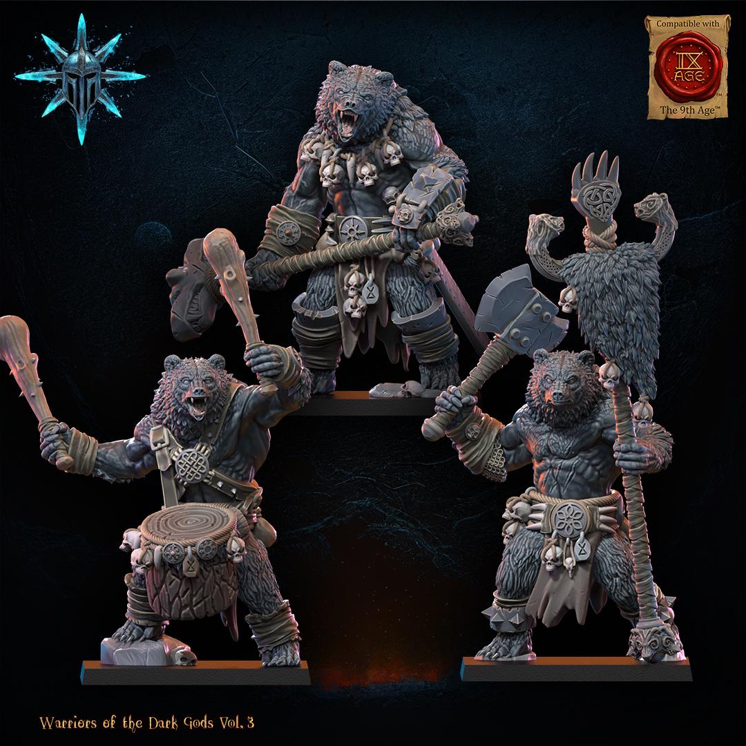 3D Printed Chaos Werebear Command Group by Lost Kingdom Miniatures