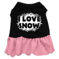 Christmas Pet Dress Screen Printed, "I Love Snow"