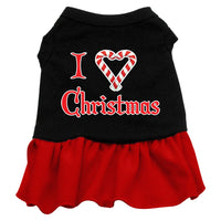 Christmas Pet Dress Screen Printed, "I Love Christmas"