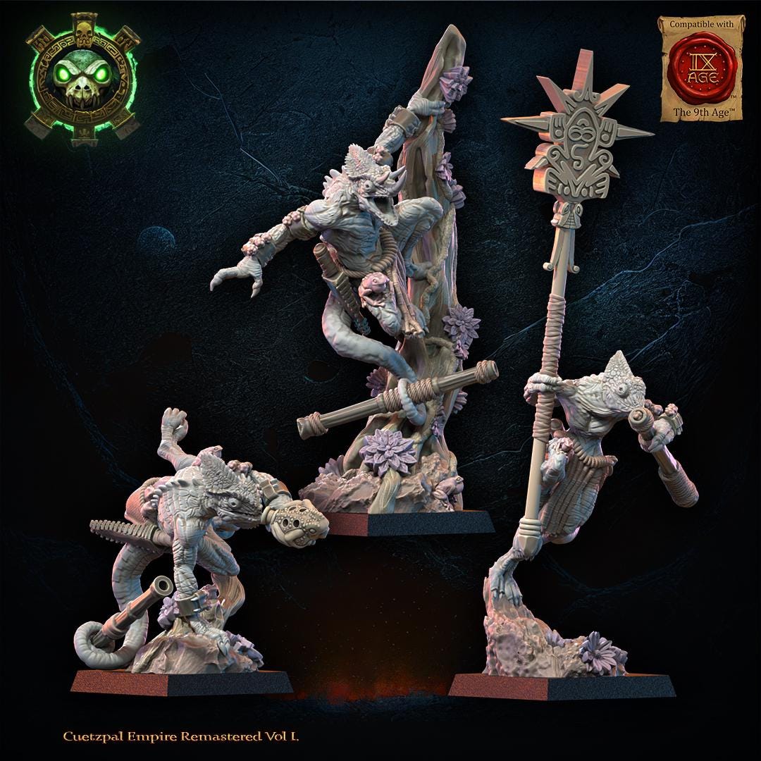 Lizard Kin Assassin 3d Printed Lizard Kin Blowpipe Command Group by Lost Kingdom Miniature ...