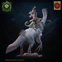 3d Printed Mounted Lizard Kin Heroine by Lost Kingdom Miniatures