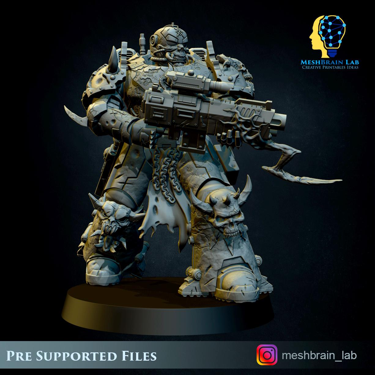 3d Printed Doom Marine Squad, by Meshbrain Labs