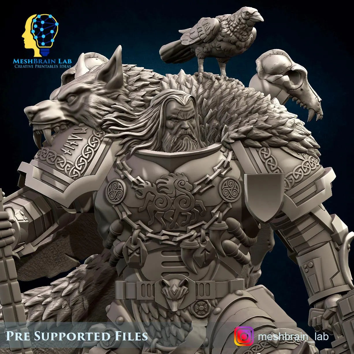 3d Printed Sons of the Aesir Chapter Lord by Meshbrain Labs Miniatures