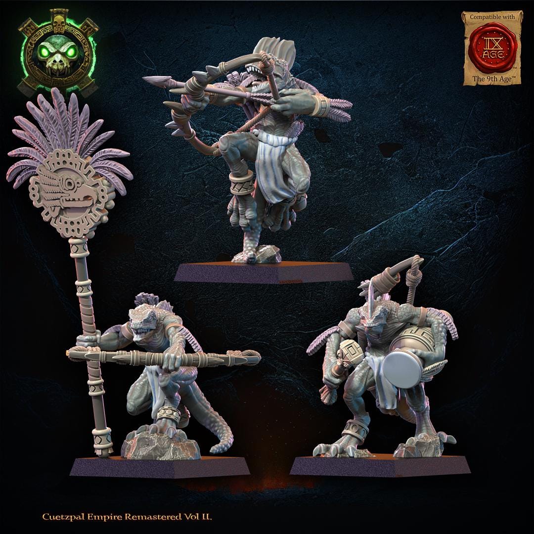 3d Printed Dragon Kin Command Group by Lost Kingdom Miniatures