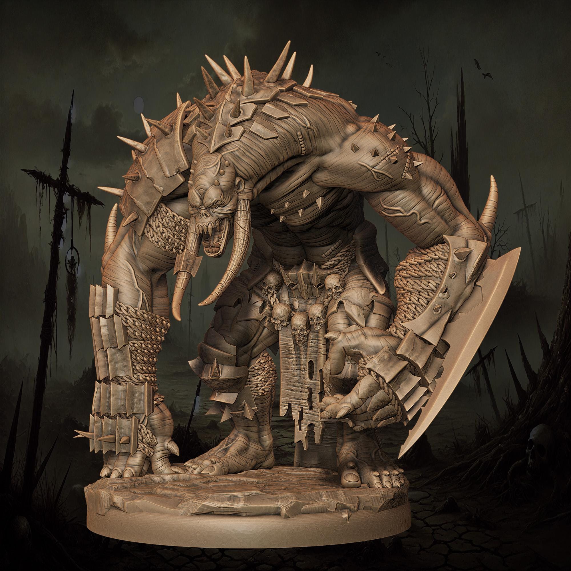 3D Printed Bonecrusher Troll by Monolith Arts