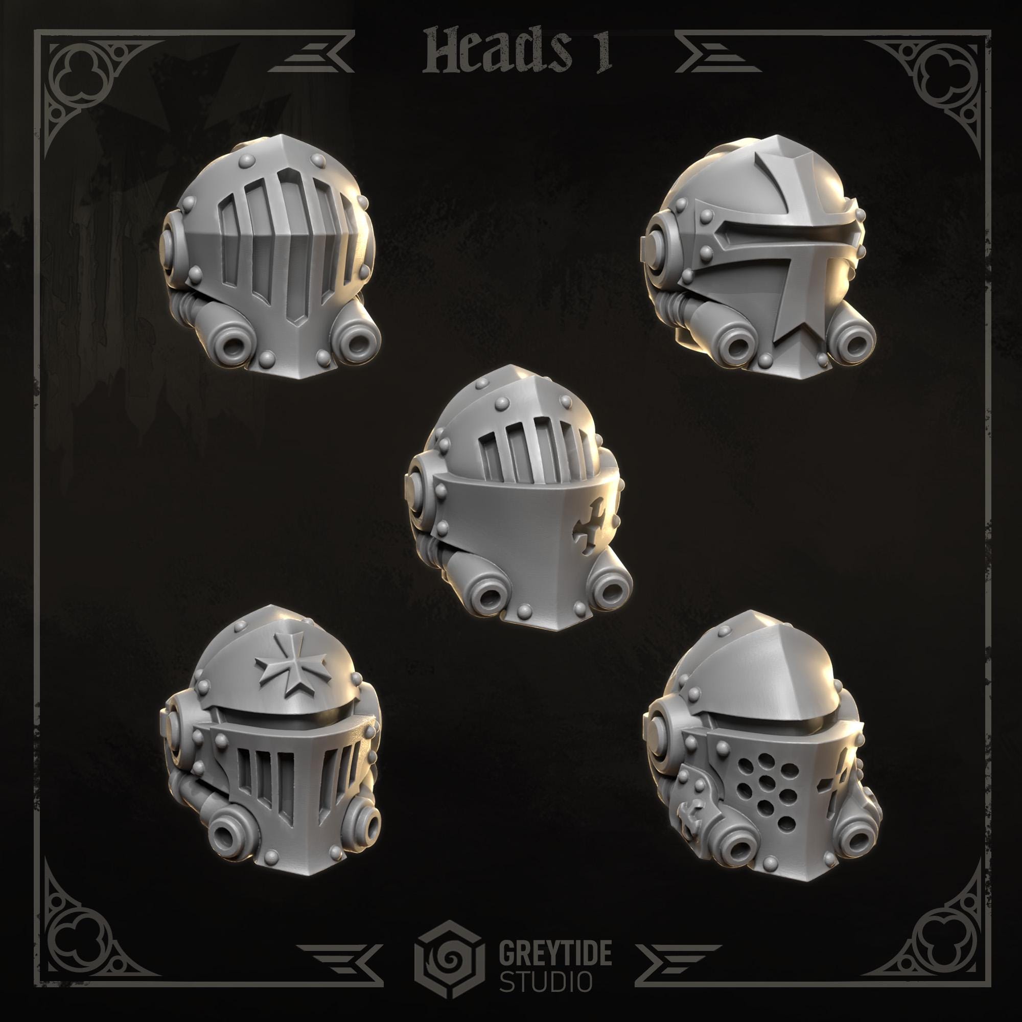 3d Printed Eternal Crusader Heads Upgrade Kit by Greytide Studio