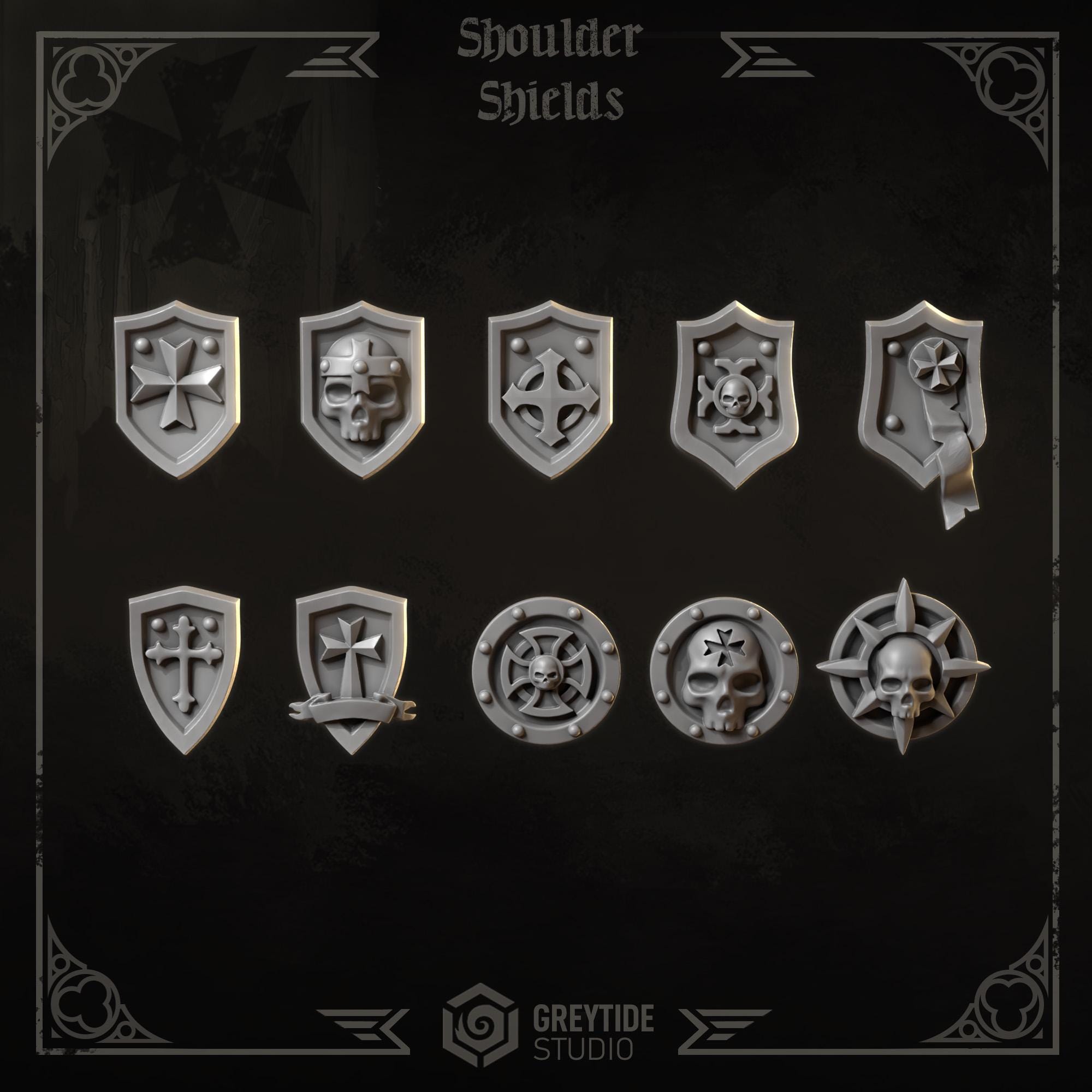 3d Printed Eternal Crusader Tilt Shields by Greytide Studio