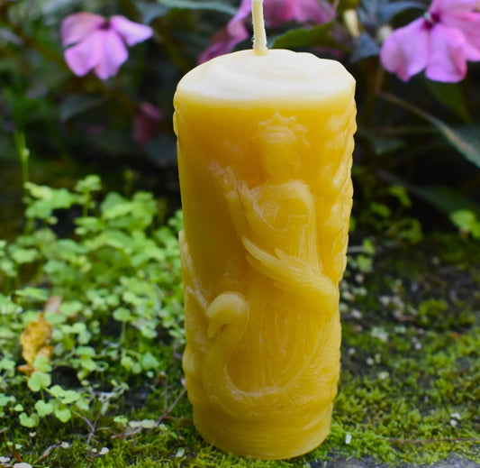 Queen with Swan Beeswax Pillar Candle - BIG FRENCHIES