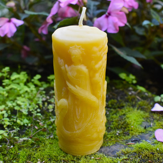 Queen with Swan Beeswax Pillar Candle - BIG FRENCHIES