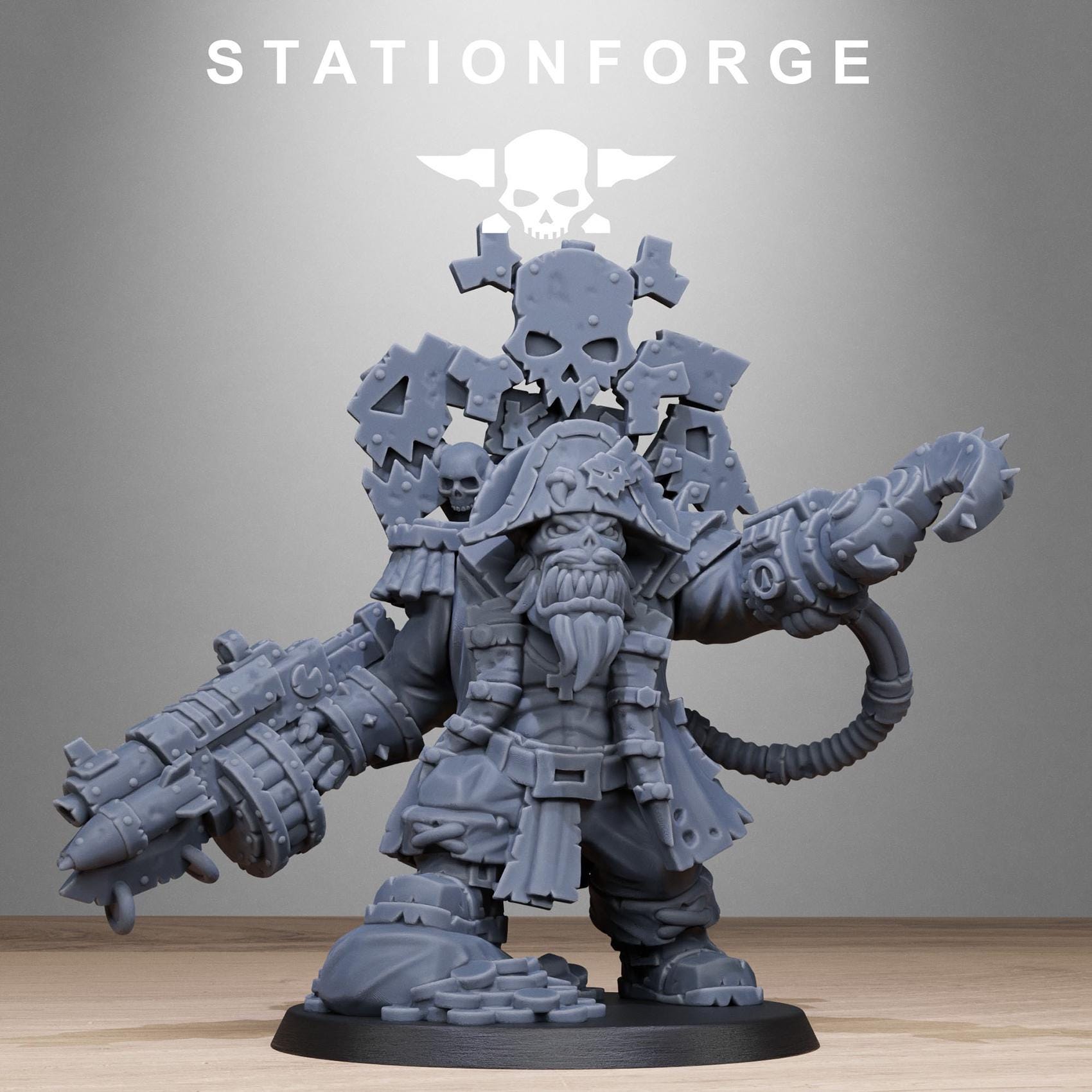 3D Printed Orkaz Pirate Boss by StationForge Miniatures