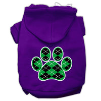 Pet Hoodie "Green Argyle Paw"