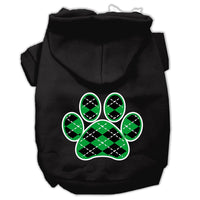Pet Hoodie "Green Argyle Paw"