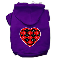 Pet Hoodie "Red Argyle Heart"