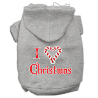Christmas Pet Hoodie Screen Printed, "I Heart Christmas"
