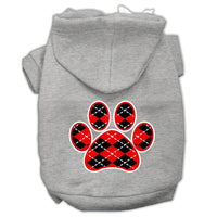 Pet Hoodie "Red Argyle Paw"