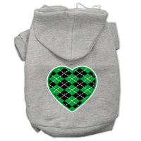 Pet Hoodie "Green Argyle Heart"