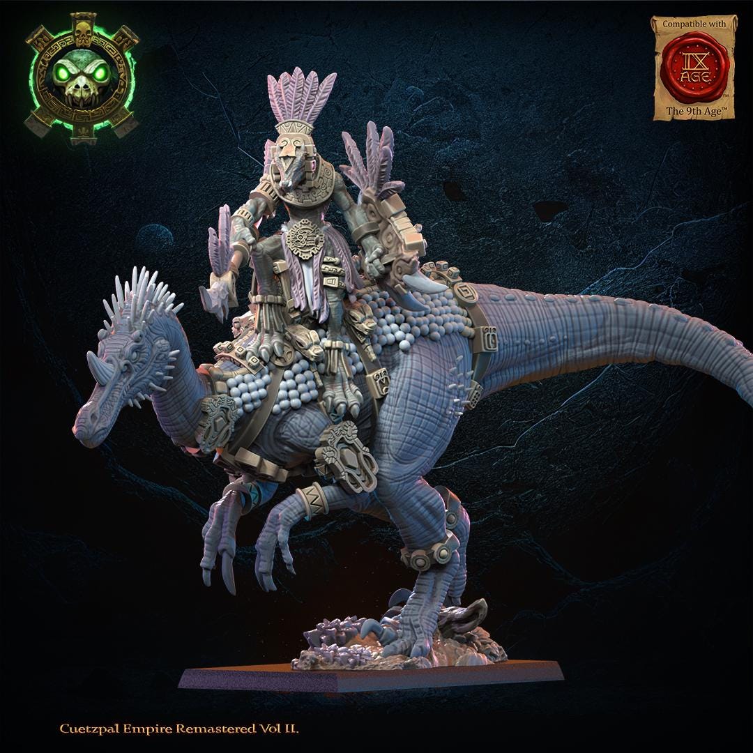 3d Printed Ceratomimus with Spear Rider by Lost Kingdom Miniatures