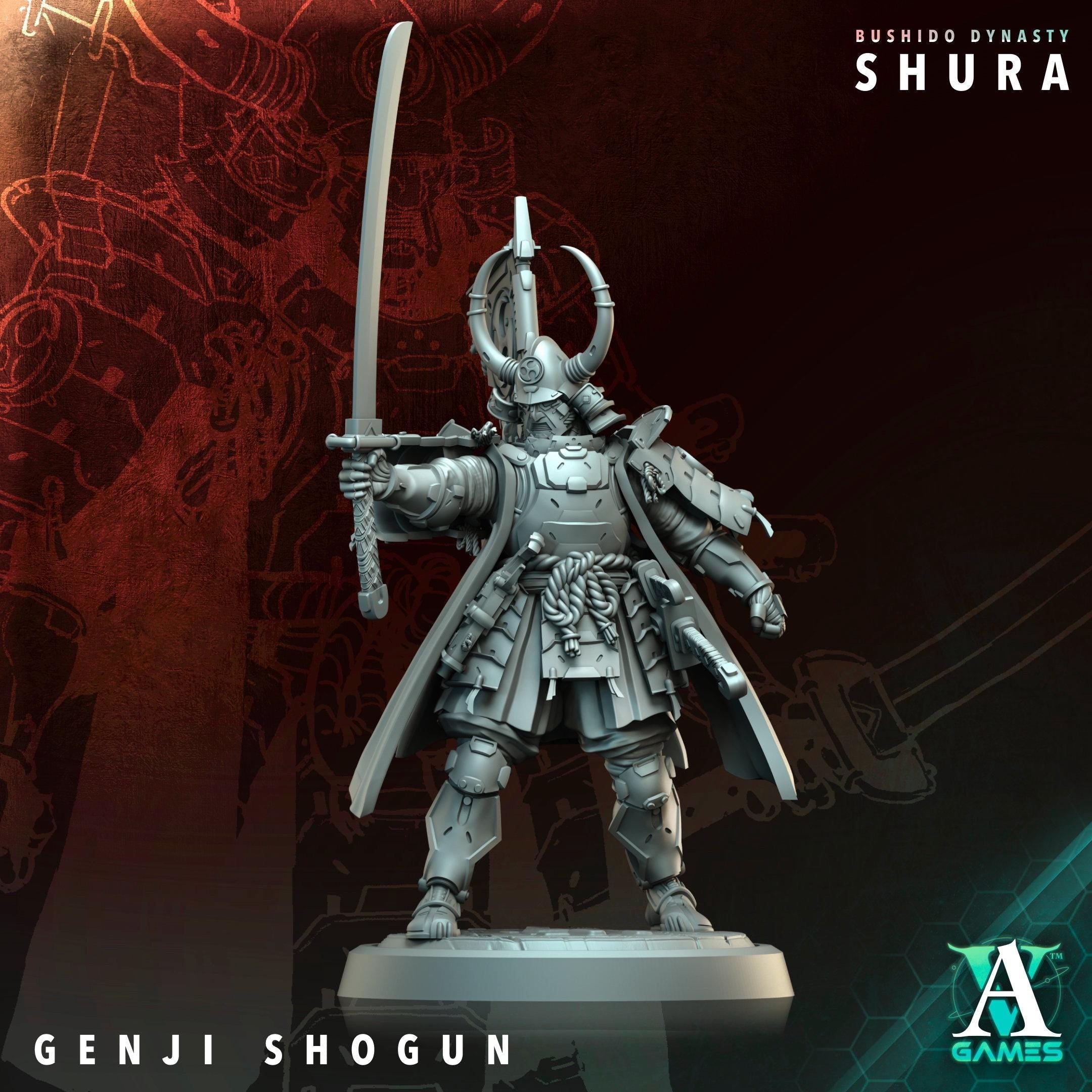 3D Printed Genji Shogun by Archvillain Games