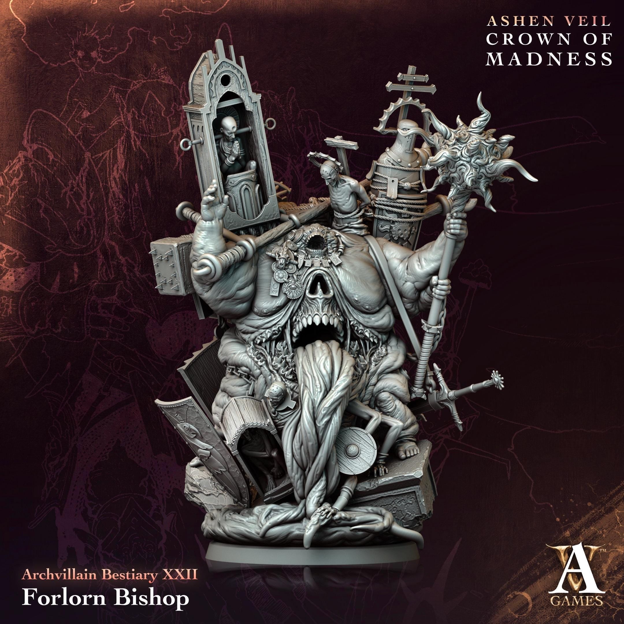 3D Printed Forlorn Bishop by Archvillain Games