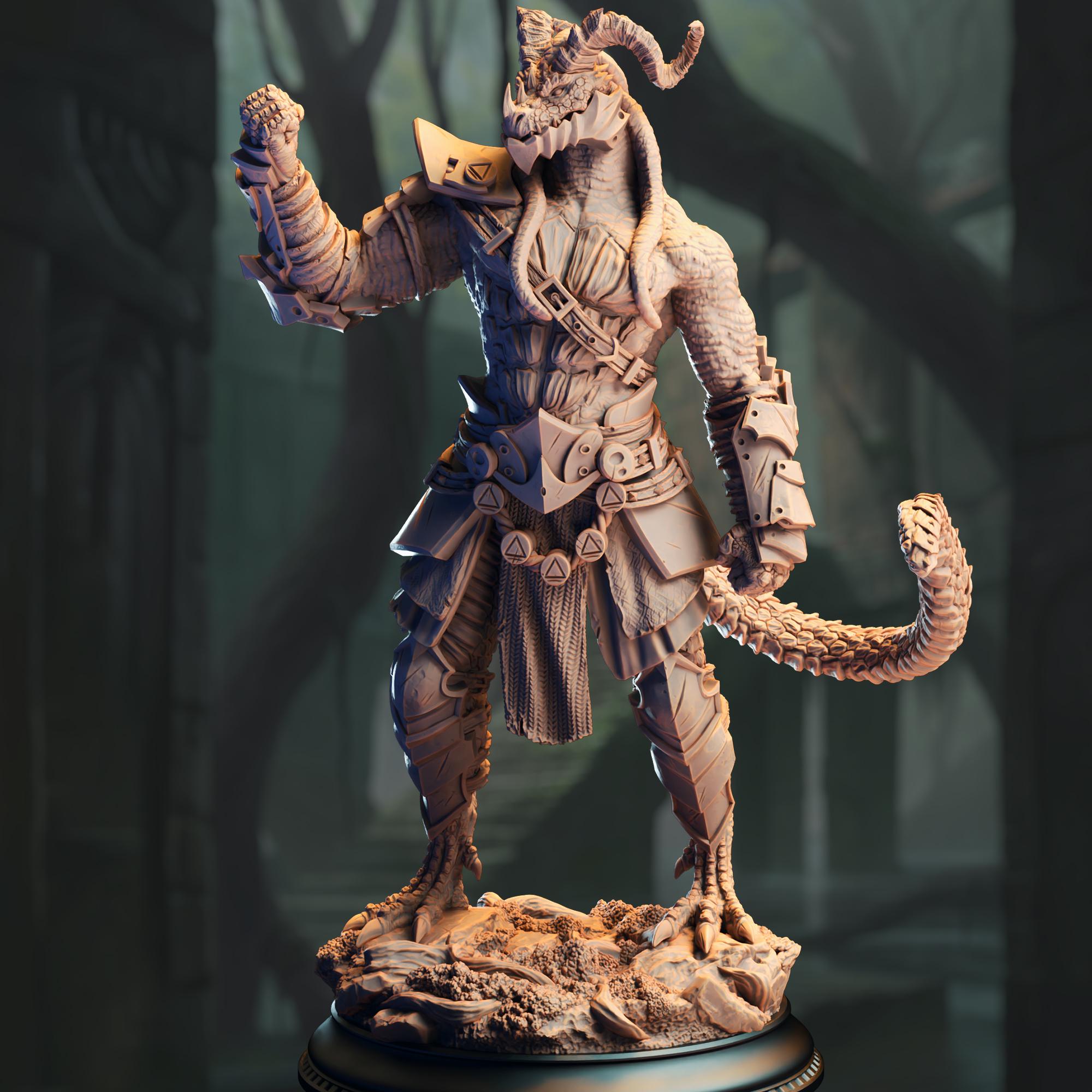 3D Printed Black Dragonborn Fighter by DM Stash