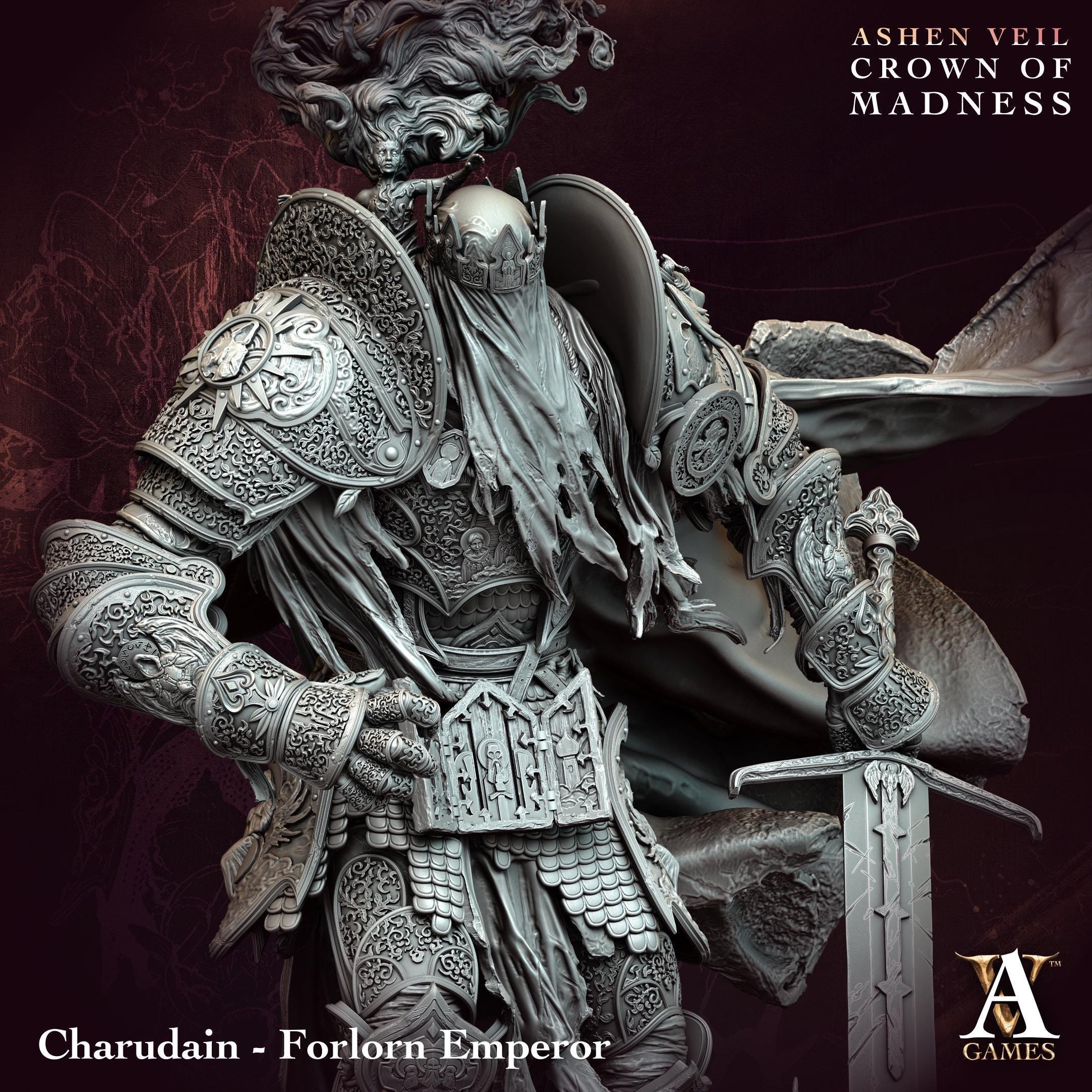 3D Printed Charudain The Forlorn Emperor by Archvillain Games