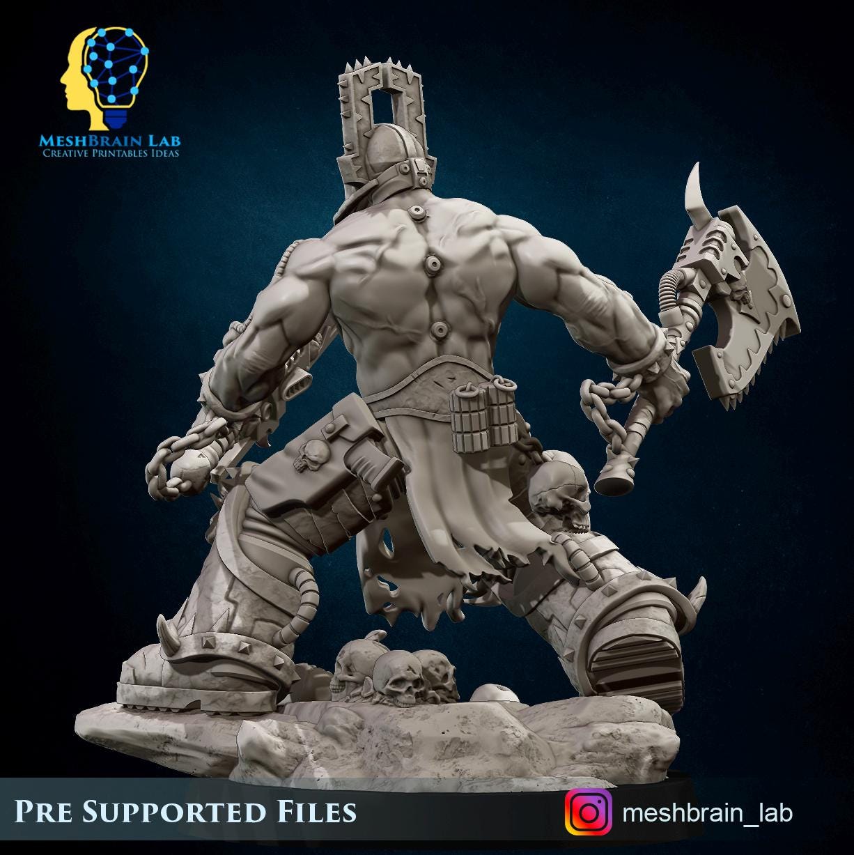 3d Printed Doom Marine Berserker Champion By Meshbrain Labs Miniatures