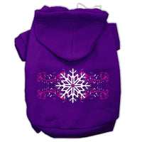 Christmas Pet Hoodie Screen Printed, "Pink Snowflake Swirls"