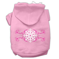 Christmas Pet Hoodie Screen Printed, "Pink Snowflake Swirls"