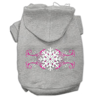 Christmas Pet Hoodie Screen Printed, "Pink Snowflake Swirls"