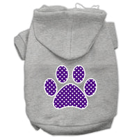 Pet Hoodie Screen Printed, "Purple Swiss Dots Paw"