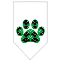 Pet and Dog Bandana Screen Printed,  "Green Argyle Paw"