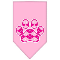 Pet and Dog Bandana Screen Printed,  "Pink Argyle Paw"