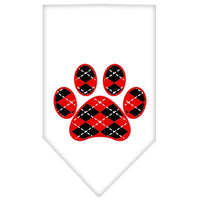 Pet and Dog Bandana Screen Printed, "Red Argyle Paw"