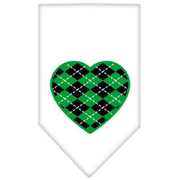 Pet and Dog Bandana Screen Printed, "Green Argyle Heart"