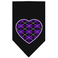 Pet and Dog Bandana Screen Printed, "Argyle Heart Purple"