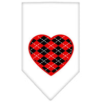 Pet and Dog Bandana Screen Printed, "Red Argyle Heart"