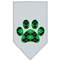 Pet and Dog Bandana Screen Printed,  "Green Argyle Paw"