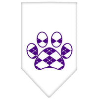 Pet and Dog Bandana Screen Printed, "Purple Argyle Paw"