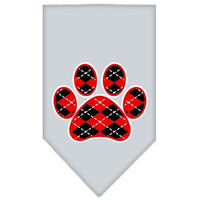 Pet and Dog Bandana Screen Printed, "Red Argyle Paw"