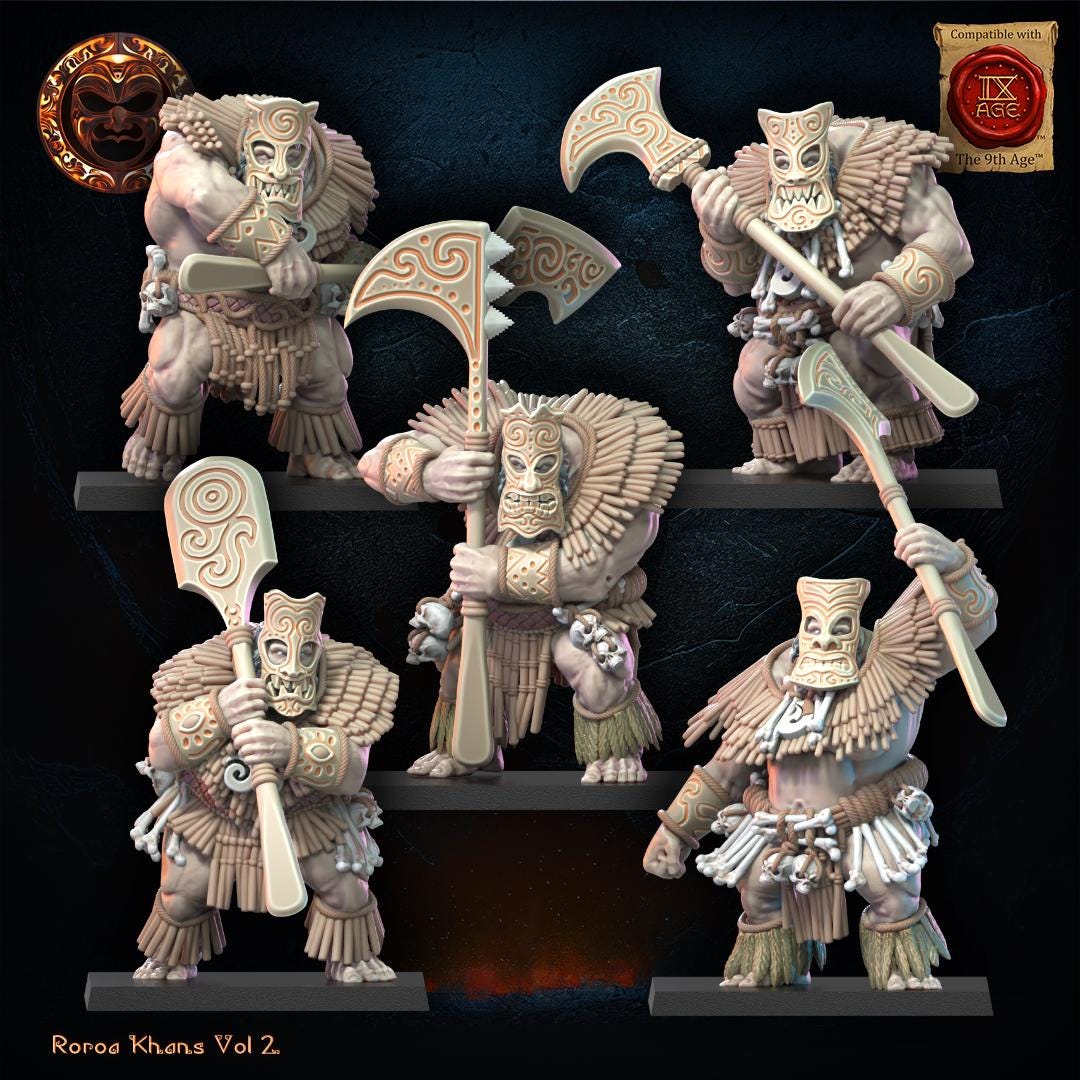 3D Printed Roroa Khans Tiki Regiment x10 by Lost Kingdom Miniatures