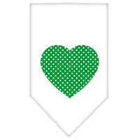 Pet and Dog Bandana Screen Printed, "Green Swiss Dot Heart"
