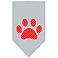 Pet and Dog Bandana Screen Printed, "Red Swiss Dot Paw"