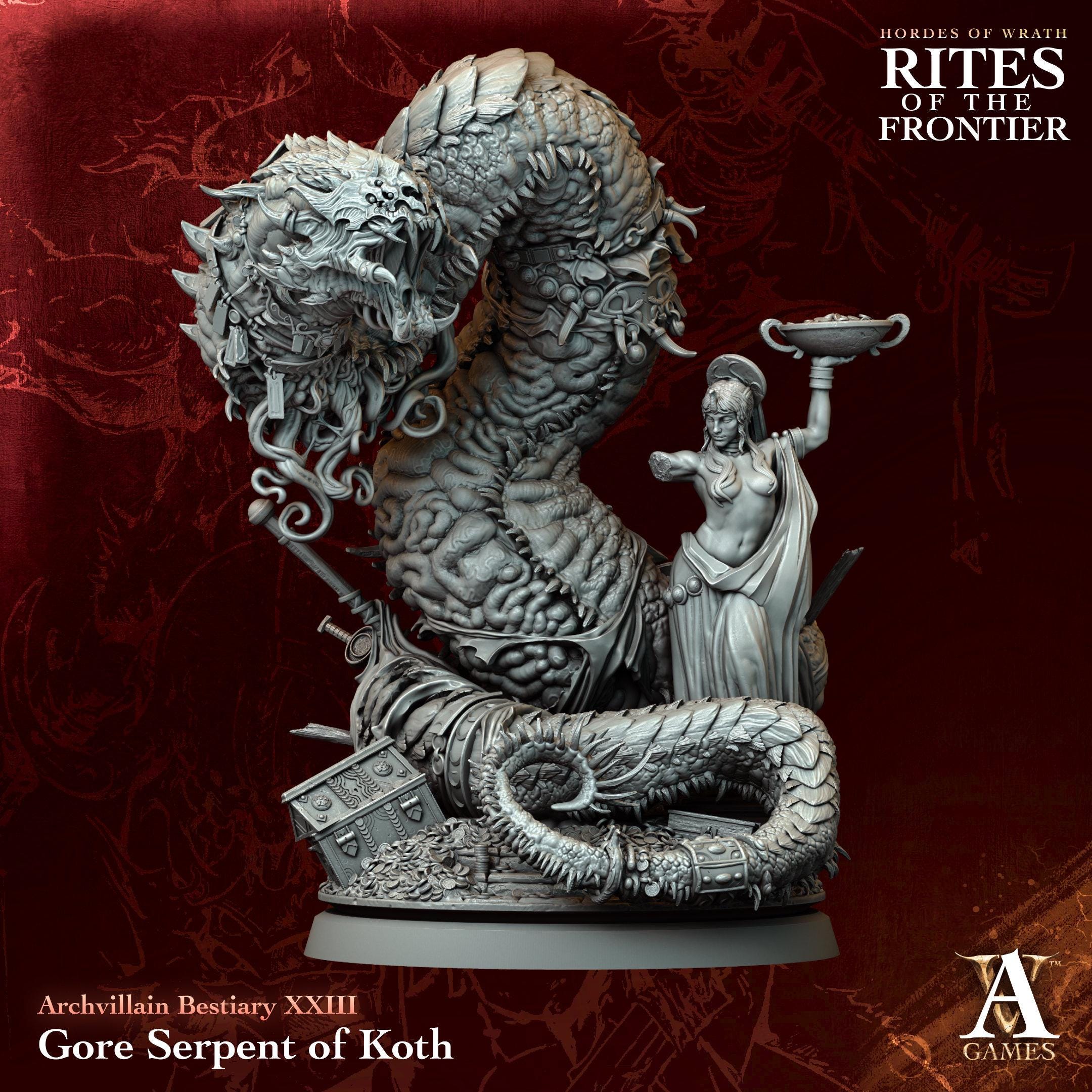 3D Printed Gore Serpent of Koth by Archvillain Games