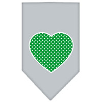 Pet and Dog Bandana Screen Printed, "Green Swiss Dot Heart"