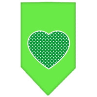 Pet and Dog Bandana Screen Printed, "Green Swiss Dot Heart"