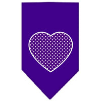 Pet and Dog Bandana Screen Printed, "Purple Swiss Dot Heart"