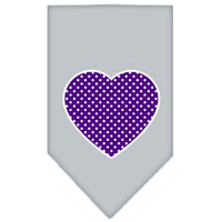 Pet and Dog Bandana Screen Printed, "Purple Swiss Dot Heart"
