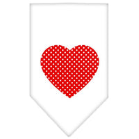 Pet and Dog Bandana Screen Printed, "Red Swiss Dot Heart"