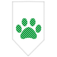 Pet and Dog Bandana Screen Printed, "Green Swiss Dot Paw"